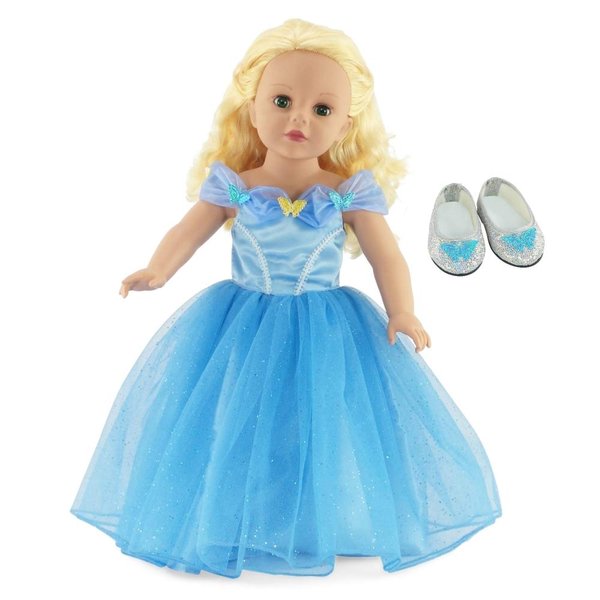 Emily Rose Doll Clothes & Accessories | 18-inch Doll Princess Queen Costume Ball Gown Dress with One of a Kind Glass Slippers Doll Shoes! | Fits Most 18" Dolls | Doll Not Included