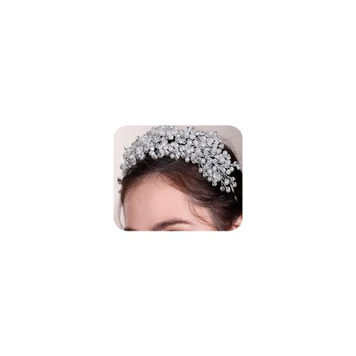 BERYUAN Bridal Crown for Bride Bridesmaid Pearls Crystal Tiara SILVER