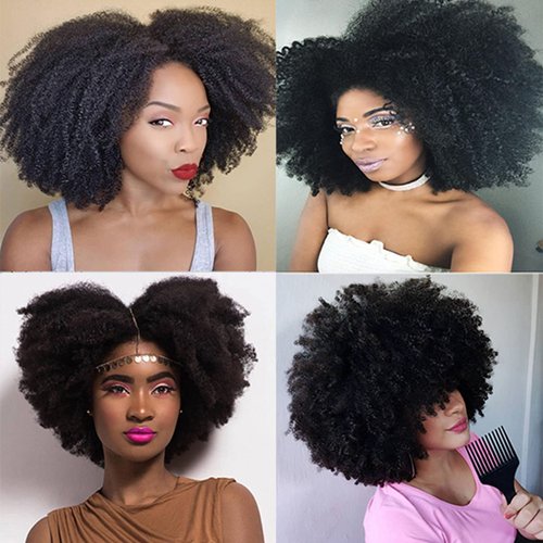 SAGA QUEEN Afro Kinky Curly Clip In Hair Extensions Human Hair 8pcs 18clips 120g/pck Brazilian Virgin Remy Human Hair 4B 4C Afro Curly Clip Ins Natural Black Color 16inch Clip On Hair Extension