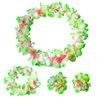 Hawaiian Leis Headband Wristbands Flower Hair Clips Luau Tropical Women Necklace Headpiece Hair Bands Hairband Bracelets Summer Beach Pool Cosplay Dress Up Birthday Party Decorations Supplies Green