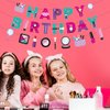 EVECILOO Makeup Birthday Banner, Spa Themed Party Makeup Happy Birthday Banner, Spa Party Decorations, Lipstick Banner, Girls Makeup Party DIY Decorations