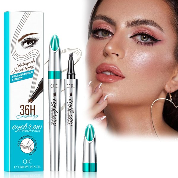 4-Tipped Microblading Eyebrow Pen, 2024 Upgraded 3D Waterproof Magic Eyebrow Pencil Contouring Pen, Long-Lasting Natural Fine Stroke Magic Eyebrow Pen (519C02#Dark Brown)