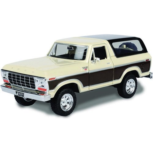 1978 Bronco Ranger XLT with Spare Tire Cream and Brown with Black Camper Shell Timeless Legends Series 1/24 Diecast Model Car by Motormax 79371crm