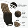 Ve Sunny Black OmbreTape in Hair Extensions Human Hair Balayage Hair Extensions Tape ins Ombre Invisible Tape in Extensions Real Human Hair Black Roots to Dark Brown with Ash Brown 25g 10pcs 18in