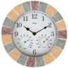 Lily's Home Hanging Wall Clock, Includes a Thermometer and Hygrometer and is Ideal for Indoor and Outdoor Use, Faux-Stone (10 Inches)