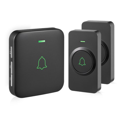 AVANTEK Wireless Door Bell, CB-21 Mini Waterproof Wireless Doorbell Operating at Over 1000 Feet, 2 Remote Buttons Can Have Different Tones, 52 Melodies, CD Quality Sound and LED Flash