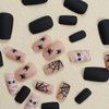 Halloween Press on Nails Square Short Fake Nails with Spiders Web Designs, Halloween Glue on nails for Women Girls, Matte Halloween Acrylic False Nails for Women