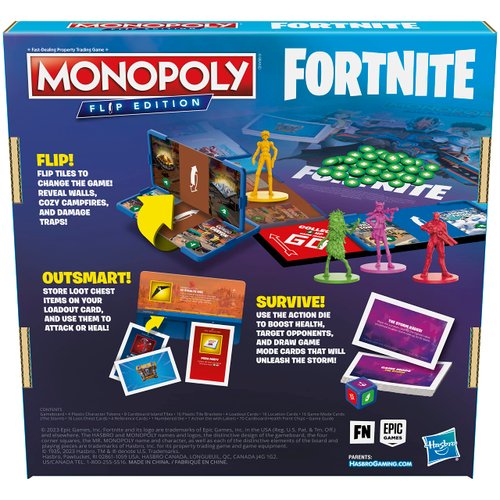 Hasbro Gaming Monopoly Flip Edition: Fortnite Board Game for Ages 13 Game Inspired by Fortnite Video Game, Board Games for Teens and Adults, 2-4 Players