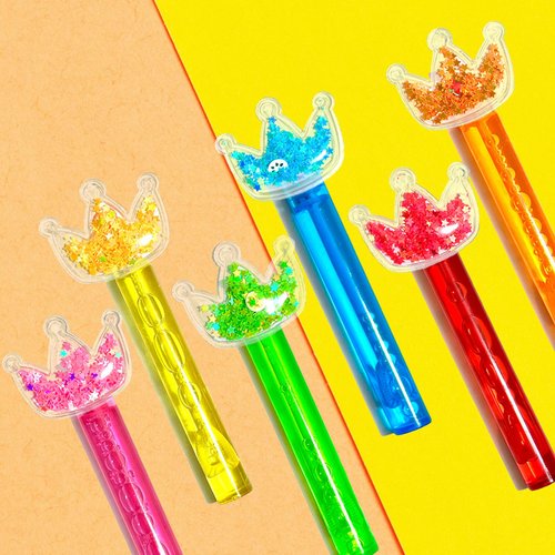 uoyoi Princess Party Favors,24Pcs Glitter Crown Bubble Wands for Kids,Bling Crown Bubble Wand for Princess Birthday Party Supplies,Classroom Prizes Pinata Goodie Bag Stuffers Gift