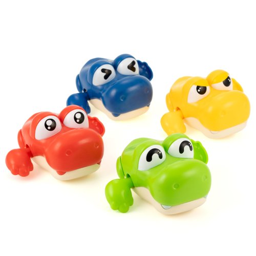 DUCKBOXX XX Wind-up Swimming Baby Crocodiles Bath Toys, No Battery Mold-Free Anti-Rust Interactive Montessori Toy for Kids (4pcs)