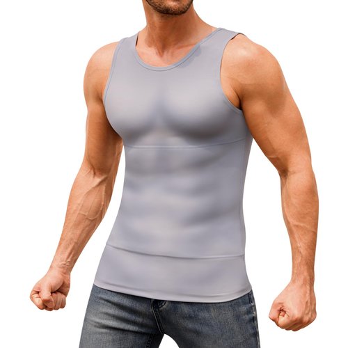 FlyJumper Body Shaper for Men Gynecomastia Shapewear Compression Shirt Slimming Vest Tight Tank Top Tummy Control Undershirt
