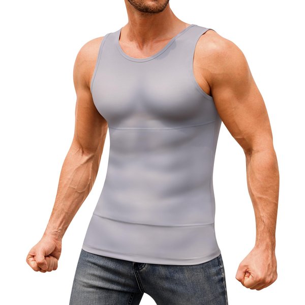 FlyJumper Body Shaper for Men Gynecomastia Shapewear Compression Shirt Slimming Vest Tight Tank Top Tummy Control Undershirt