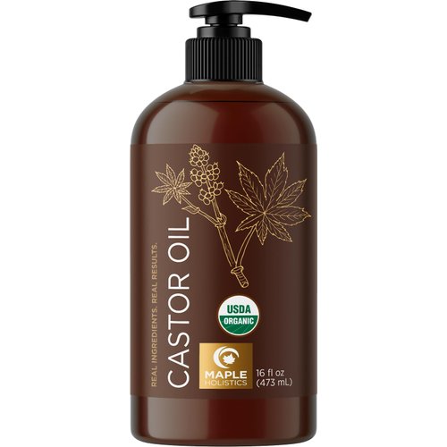 Hexane Free Organic Castor Oil - USDA Organic Castor Oil for Body Detox Hair Growth & Skin Care - Extra Virgin Organic Hair Oil for Dry Damaged Hair and Carrier Oil for Essential Oils Mixing (16oz)