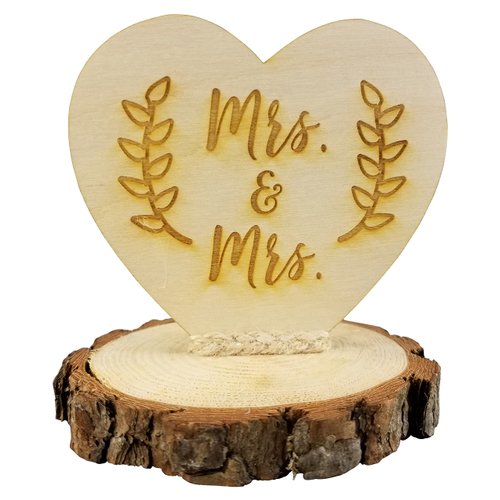 Rustic Wood Mrs. & Mrs. Gay Lesbian Wedding Cake Topper