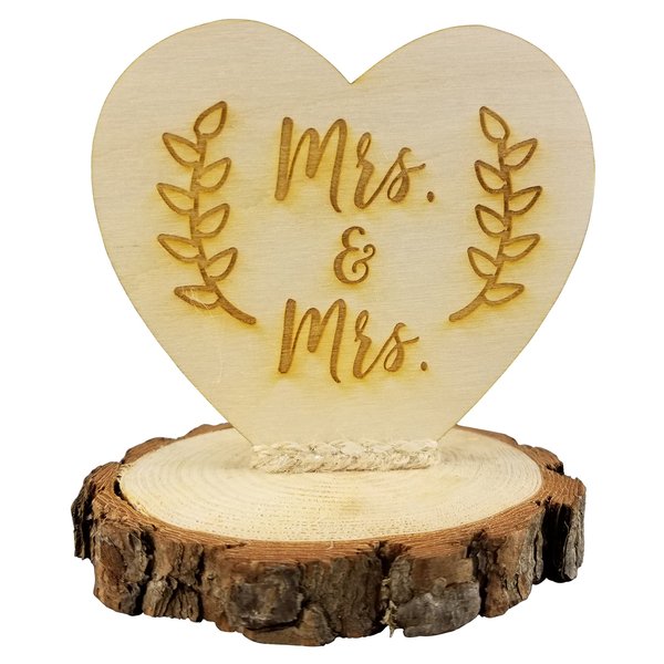Rustic Wood Mrs. & Mrs. Gay Lesbian Wedding Cake Topper