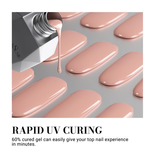 MelodySusie Semi Cured Gel Nail Strips, Nude Jelly - Works with Any Nail Lamps, Salon-Quality, Long Lasting, Easy to Apply - includes 30Pcs, 2 Prep Pads, Nail File & Wooden Stick