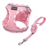 Mercano Soft Mesh Dog Harness and Leash Set, No-Chock Step-in Reflective Breathable Lightweight Easy Walk Escape Proof Vest Harnesses with Safety Buckle for Small Medium Dogs, Cats (Pink, S)