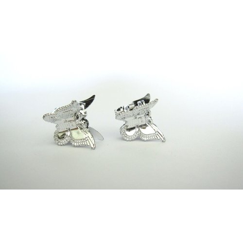 Generic Set of 2 tiny small silver tone butterfly acrylic hair claw clip