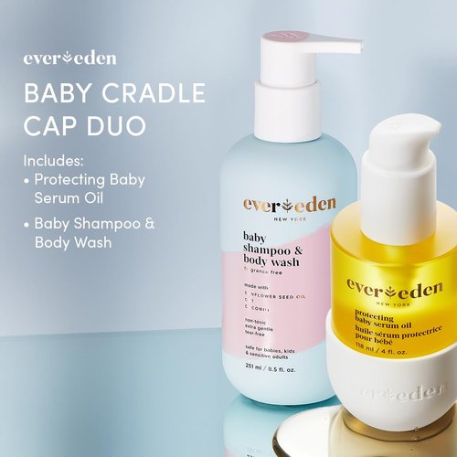 Evereden Baby Cradle Cap Care Bundle: Clean & Vegan Shampoo, Body Wash, Protecting Oil for Newborns - Great for the Whole Family