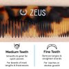 ZEUS Handmade Saw Cut Beard Comb – Mustache & Beard Grooming Comb for Men (Tortoiseshell) V12