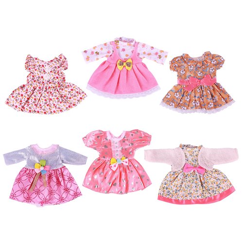 BABESIDE 6 PCS Reborn Baby Doll Clothes Flora Pattern Dress Pink Series with Bowknot for 12-15 Inch Baby Doll Dress Set for Newborn Girl