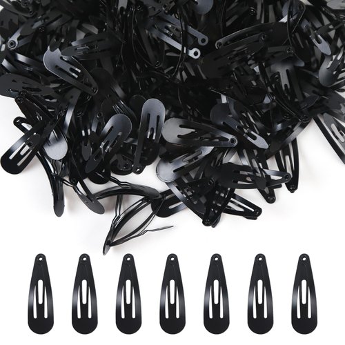 ASUNFO 200 Pcs Snap Hair Clips Small Mini Metal Barrettes Hair Pins Hair Accessories for Women Girls Black 30mm