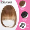 Loveternal Clip in Bangs 100% Real Human Hair Bangs Hair Clip on Bangs for Women Fake Bangs Fringe with Air Bangs Clip Hair Extensions for Daily Wear (Medium Brown)