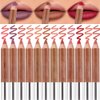 12 Pcs Lip Liner Pencil Set Wooden, Firm yet Smooth, Contour and Line with Ease, Red& Brown lip liner, Comfortable&Hydrating&Moisturizing, Rich Pigmented Color, Long Lasting delineadores de (Set B)