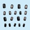 Generic Black Press on Nails Short Square Fake Nails Black nails press ons short Exquisite Acrylic Glue on Nails Short Coffin Designs Glossy Fake Nails Set Artificial Nails for Women Girls - 24Pcs