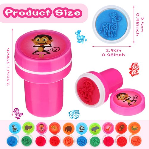 Gejoy 40 Pieces Wild Animal Stampers Multicolor Jungle Safari Animals Stamps Self-Ink Stampers for Party Supplies (Fresh Style)