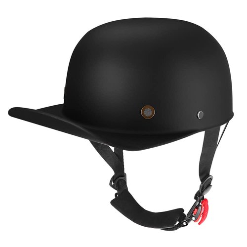 Woljay Vintage Retro Open Face Motorcycle Helmet Baseball Cap Half Helmets Men Women for Moped Cap Jet Scooter Street Cruiser - DOT Certified (Medium, Matte Black)