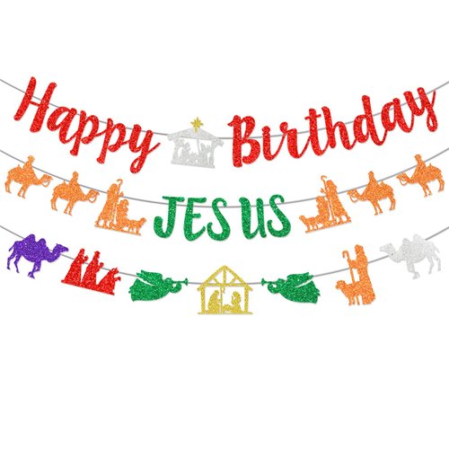 Happy Birthday Jesus Banner Happy Birthday Jesus Decorations Jesus Birthday Party Decorations Jesus Christmas Decorations Religious Christmas Decorations