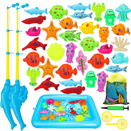 TOY Life 2-Player Magnetic Fishing Game for Kids 3-5 with Toddler Fishing Poles, Magnetic Fishing Toys for Toddlers,Bath Toys for Kids Ages 1-3, Kids Bath Toys for Toddlers,Bath Toys for Kids Ages 4-8