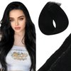 Sunny Hair Beaded Weft Hair Extensions Human Hair 50G Micro Bead Weft Hair Extensions Real Human Hair Straight Weft Hair Extensions with Micro Beads Easy Weft Jet Black 24 inch