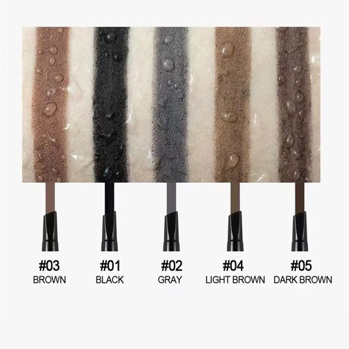 Waterproof eyebrow pencil Professional makeup eyebrow pencil Auto-rotating eyebrow pencil Double-ended eyebrow pencil (01#Black)
