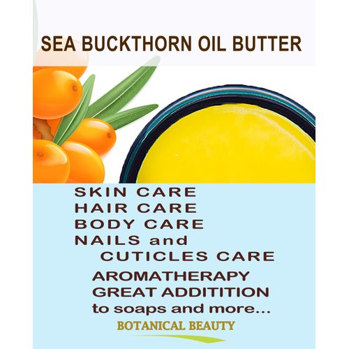 Botanical Beauty SEA BUCKTHORN OIL BUTTER Pure Natural Virgin Unrefined RAW 16 Fl. Oz.- 480 ml for FACE SKIN BODY HAIR NAILS, Vitamin C