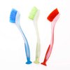 Plastic Dish Cleaning Brush with Suction Cup Set of 3 | Washing Up Brushes for Kitchen Sink Cleaning, Dishes, Pans, Pots | Scrubbing Brush with Durable Bristles (5 x 21 x 5 cm)