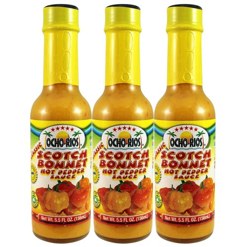 Scotch Bonnet Hot Pepper Sauce (Pack of 3), 5.5 oz Jar - Ocho Rios