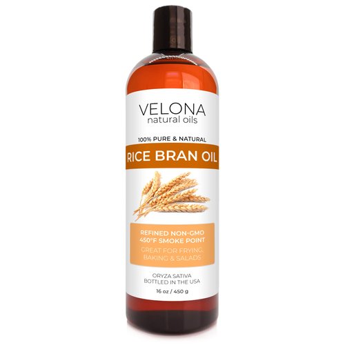 velona Rice Bran Oil 16 oz | 100% Pure and Natural Carrier Oil | Refined, Cold Pressed | Cooking, Face, Hair, Body & Skin Care | Use Today - Enjoy Results