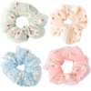 Daisy Scrunchies Hair Elastics Ties for Women Girls Floral Hair Scrunchies with Daisy Flower Hair Rubber Bands Ponytail Holders for Thick Hair Styling Accessories 4 Pcs