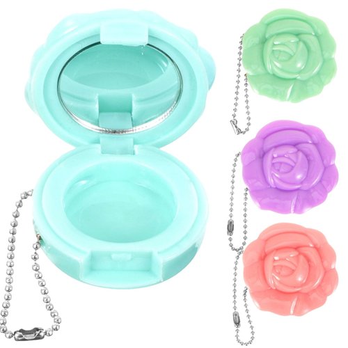 FRCOLOR Empty Makeup Compact 4Pcs Rose Shaped Lipstick Palettes with Mirror Refillable Mini Makeup Case Travel Cosmetics Container Sample Beauty Jars for Powder, Blush, Eye Shadow, Loose Powder