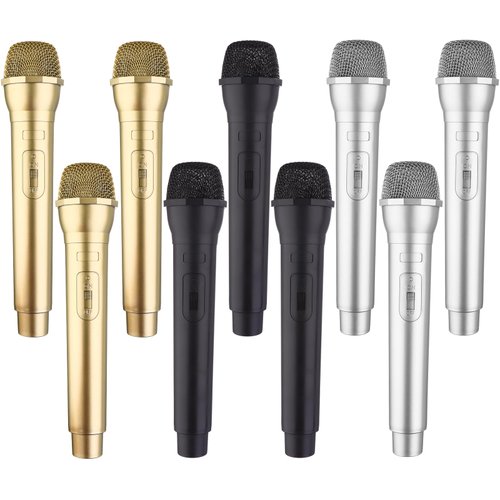 Mkhaslri 9 Pack Microphone Prop Play Plastic Toy Microphone Fake Microphone Simulate Speech Practice Plastic Microphone Fake Mic for Christmas Karaoke Fun Stage Costume Prop Birthday Party, 3 Color
