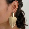 Sttiafay Boho Exaggerated Leaf Drop Earrings Punk Metal Leaf Earrings Long Chunky Leaf Stud Earrings Gold Geometric Statement Earrings Jewelry for Women