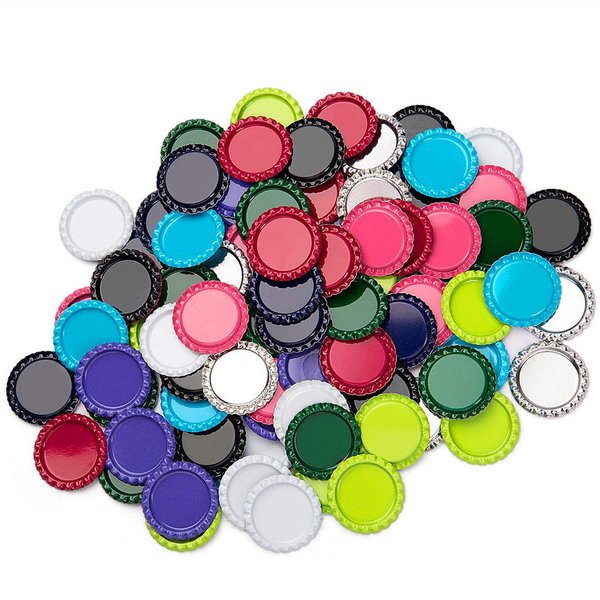 IGOGO 100 Pcs Mixed Colors Bottle Caps Craft Bottle Stickers for Hair Bows Pendants Scrapbooks 1 Inch (10colors x 10pcs))