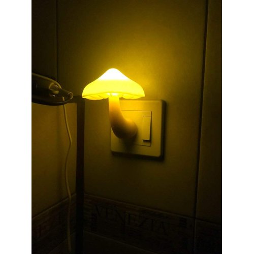 Sensor LED Night Lights for Adults Kids NightLight Cute Mushroom Night Light Plug in Wall Lamps for Bedroom, Bathroom,Toilet, Stairs, Kitchen, Hallway Corridor Warm Yellow