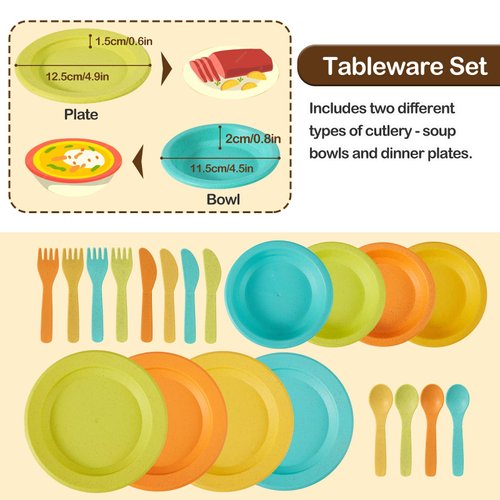 BUYGER Kids Kitchen Accessories and Tea Set for Kids, Toddler Play Kitchen Toy Dish Plates Utensils Dinnerware Set Pretend Role Play Gifts for Ages 3-5 3 4 5 Years Olds Kids Children Boys Girls