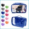 Small Clear Travel Packing Cube/See Through PVC Plastic Pouch for Carry On Suitcase, Backpack or Diaper Bag/Transparent Multipurpose Accessories, Makeup & Underwear Organizer (Royal Blue)