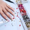 735 Pieces Gold Nail Rhinestones for Acrylic Nails Gold Stones for Nails Crystals 3D Nail Diamonds Art Decoration Crafts DIY (Gold AB)