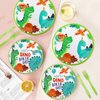 120 Pcs Dinosaur Birthday Paper Plates Napkins, Dinosaur Party Supplies Tableware Set for 24 Guests, Dinosaur Themed Birthday Party Decorations for Boys Girls Baby Shower