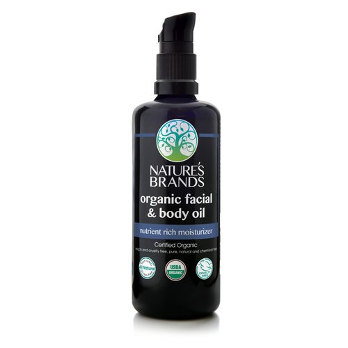 Nature's Brands Organic Facial & Body Oil by Herbal Choice Mari (3.4 Fl Oz Glass Bottle) - No Toxic Synthetic Chemicals - TSA-Approved Travel Size